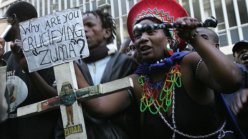Supporters, as well as opponents, of Mr Zuma protested outside the court where he was being tried for rape