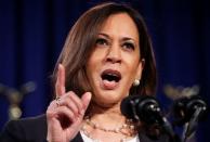 Democratic U.S. vice presidential nominee Kamala Harris delivers campaign speech in Washington