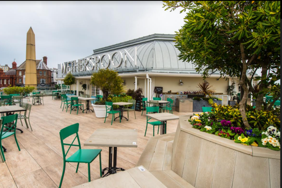 Customers will be able to enter the pub to gain access to the outside area and also to use the toilet, the business said, and 'test and trace' will be in operation. Photo: JD Wetherspoon 