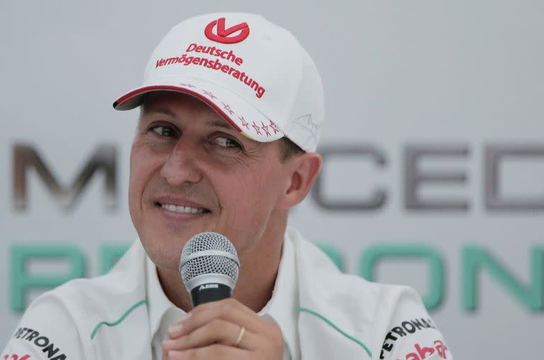 Michael Schumacher, al momento de anunciar su retro de la Fórmula 1, en 2012, en Japón