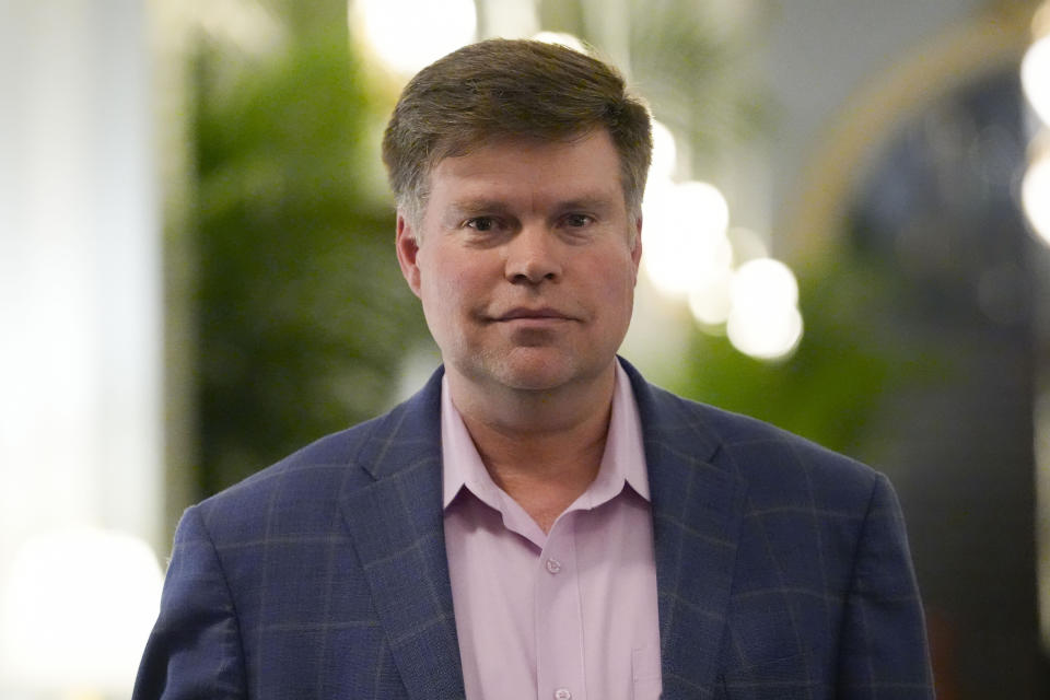 Democratic presidential candidate Jason Palmer poses for a photo at a Washington hotel in Washington, Tuesday, March 5, 2024. Palmer, an unknown candidate, won the Democratic primary in American Samoa. (AP Photo/Pablo Martinez Monsivais)