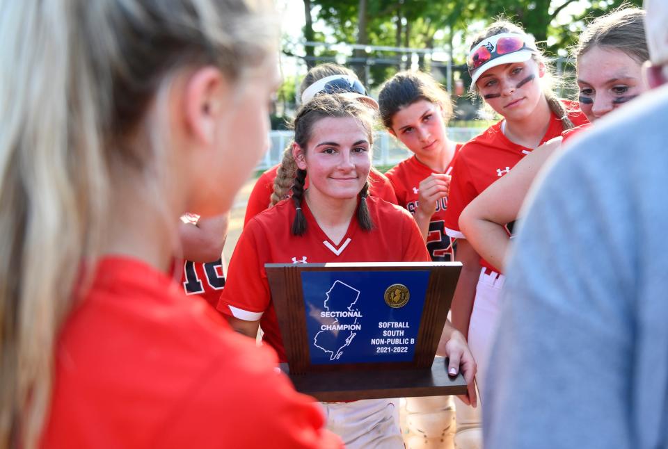 St. Joseph Academy softball won its third straight Non-Public B South championship with a 3-2 win over visiting Gloucester Catholic on Tuesday, May 31, 2022.