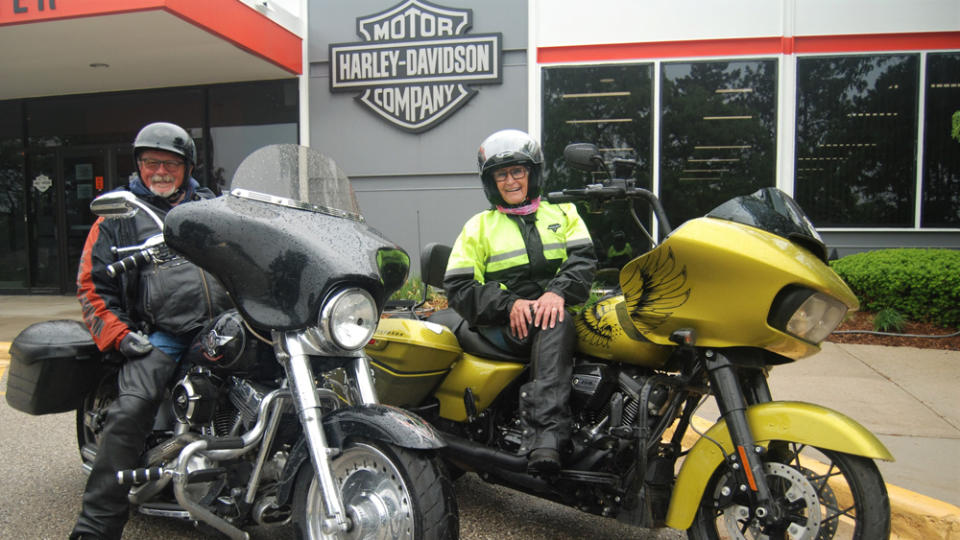 Pursell and friend Mike Burke make a stop at Harley-Davidson’s power-train facility in Wisconsin for a bit of inspiration. - Credit: Patrick McSweeney