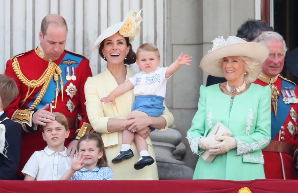 <p>Pictured: Prince William, Prince George, Princess Charlotte, Kate Middleton, Prince Louis, Camilla, Duchess of Cornwall, and Prince Charles.</p>