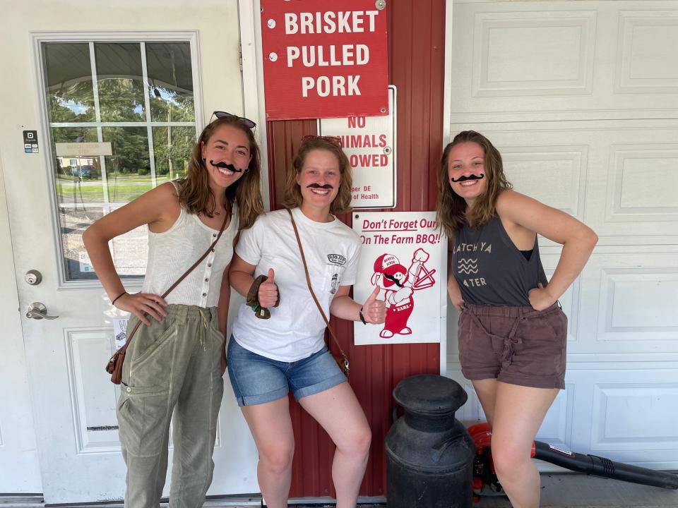 It's always a fun time at Rustic Acres Farm Market in Rehoboth Beach. On a recent visit, reporter Emily Lytle (center) and her friends tried on some fake mustaches after the employees were handing them out.