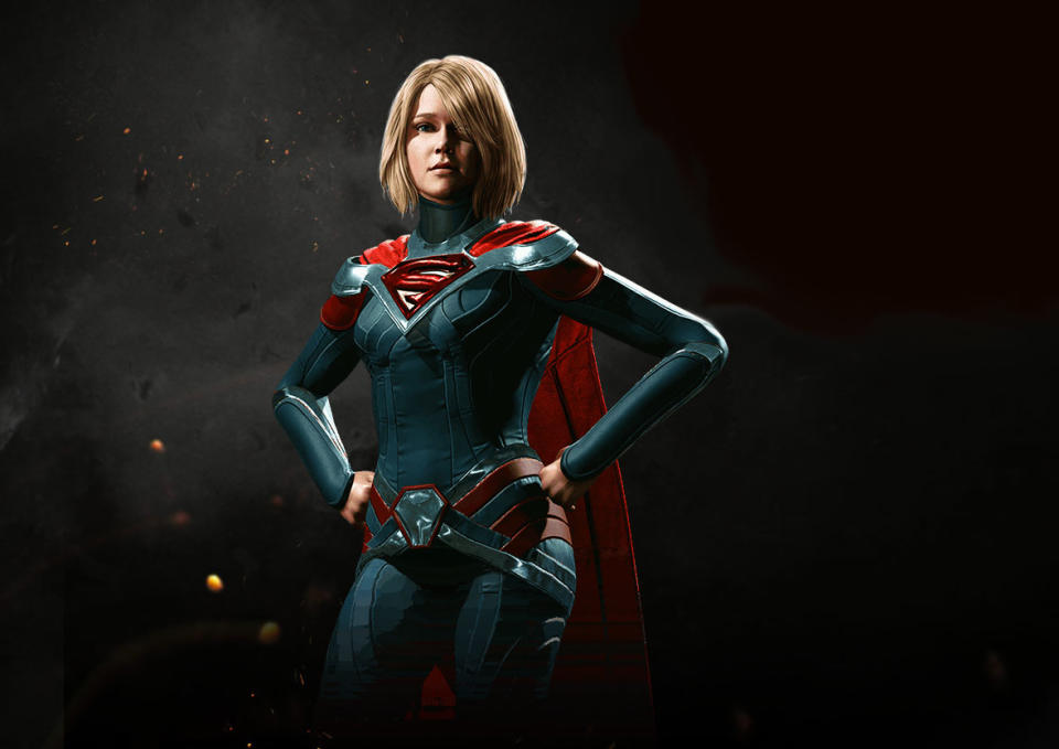<p>Supergirl (real name: Kara Zor-El) makes her first appearance as a playable character in Injustice 2. With her super strength, speed, and ability to fly, she’s going to make an interesting addition to the cast. </p>