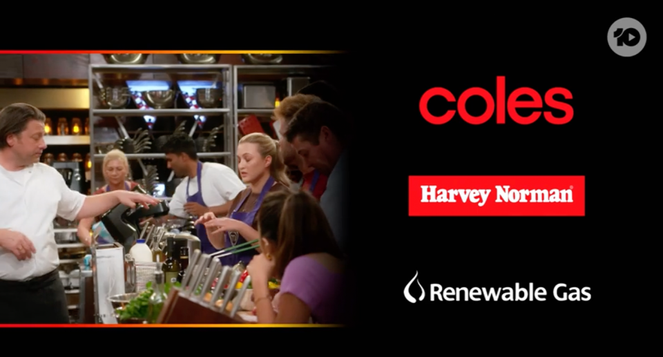 The MasterChef end credits featuring Coles, Harvey Norman and then Renewable Gas.