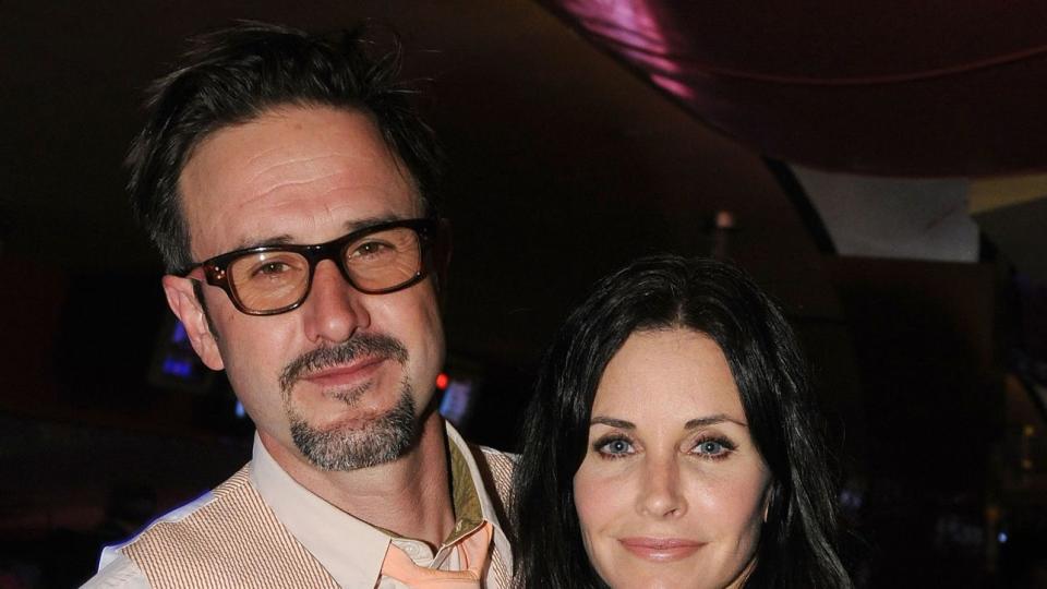 David Arquette (L) and actress Courteney Cox attend Old Navy's Rock &amp; EBowl to benefit EBMRF at Pinz on November 13,2010 in Studio City, California.