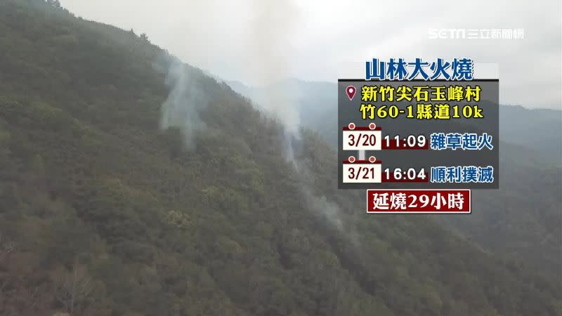 山林大火延燒29小時，焚燒面積超過10甲。