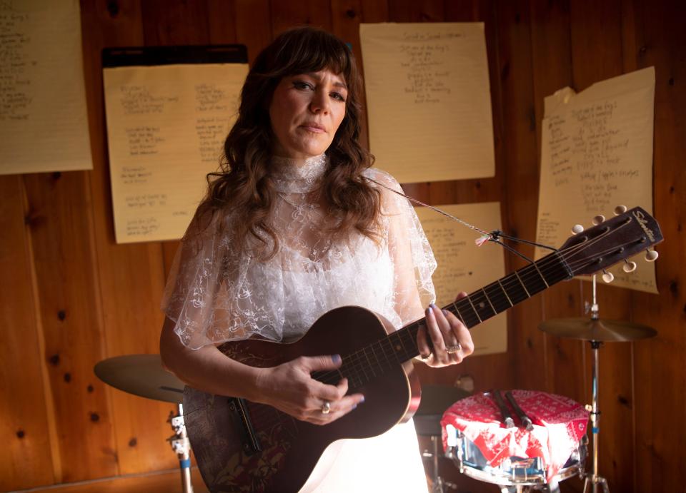 Jenny Lewis in the home studio in Nashville. "I work on songs for months, sometimes years," she says.
