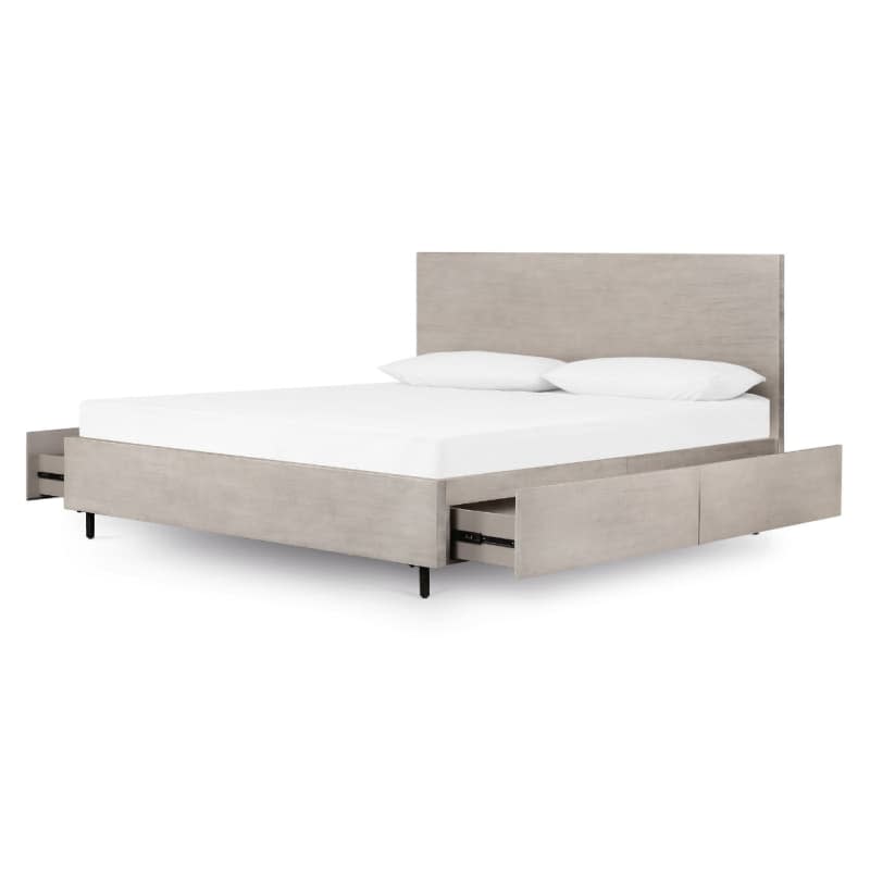 Iron & Acacia Storage Bed, Queen