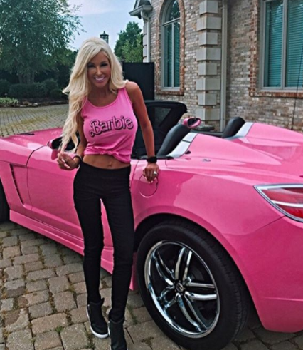 The Barbie-obsessed mum even has a car like her idol's. Photo: Instagram