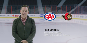 Jeff Walker, President and CEO of CAA North & East Ontario, announces a new partnership with the Ottawa Senators.  Under the deal, CAA North & East Ontario’s 341,000 Members preferred pricing on select regular season games, 10 per cent off Sens merchandise and access to the popular Sens Skills event, held on January 8, 2023, sponsored by CAA North & East Ontario.