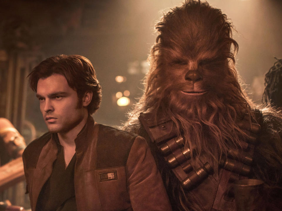 Ehrenreich and Chewbacca in ‘Solo: A Star Wars Story’Disney