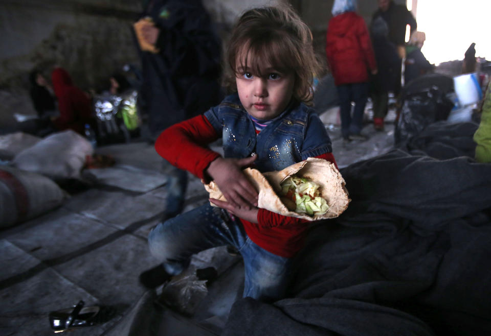 At a shelter east of Aleppo, Syria