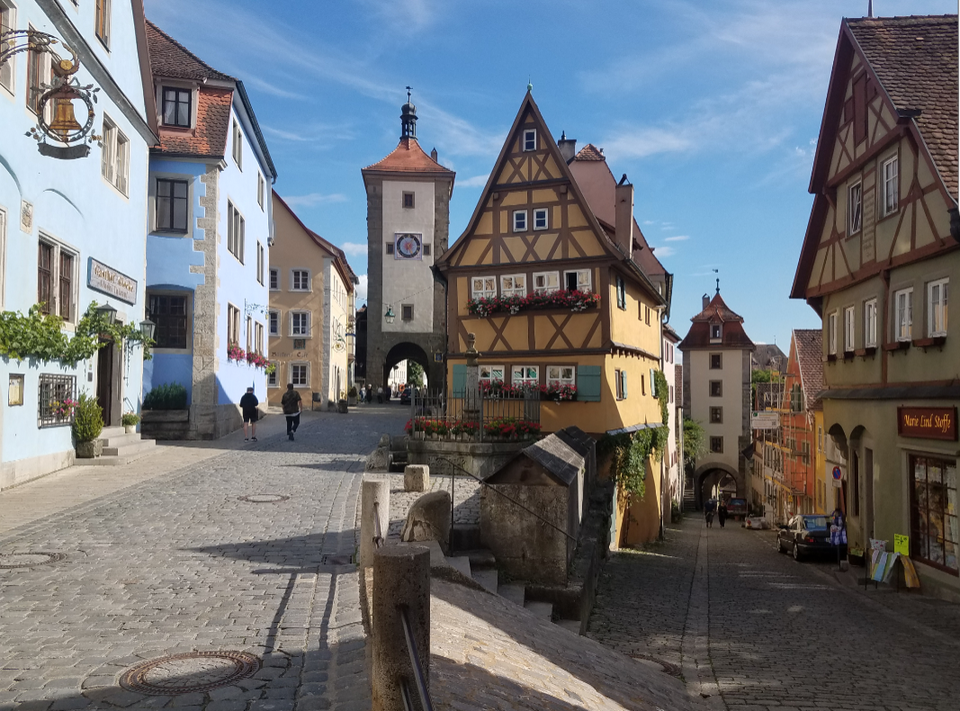 Picturesque, story-book looking houses in Rothenburg, Germany
