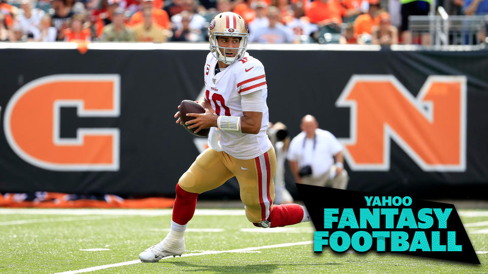 San Francisco 49ers QB Jimmy Garoppolo led an incredible offensive effort against the Cincinnati Bengals on Sunday. (Photo by Andy Lyons/Getty Images)