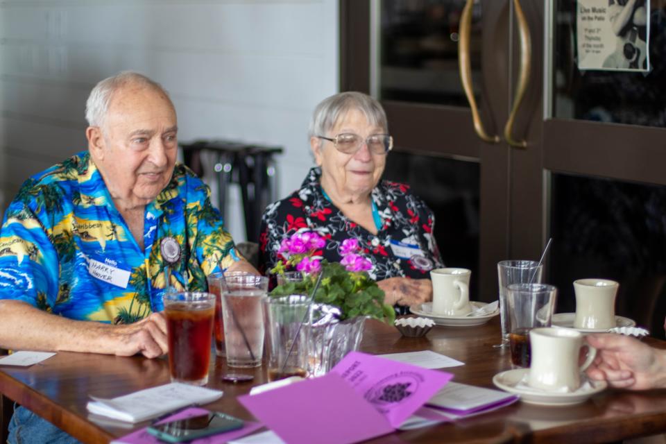 Harry and Terry Hoover, two of the Wabash Area Lifetime Learning Association's newest members, enjoy brunch at the WALLA's 30th-year celebration, April 22, 2022, at Walt's Pub & Grill on 1050 Kalberer Road, in West Lafayette.