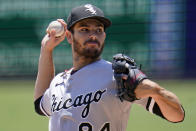 Chicago White Sox starting pitcher Dylan Cease delivers during the second inning of a baseball game against the Pittsburgh Pirates in Pittsburgh, Wednesday, June 23, 2021. (AP Photo/Gene J. Puskar)