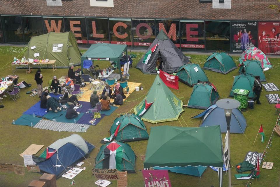 The Northern Echo: Students at an encampment on the grounds of Newcastle University, protesting against the war in Gaza.