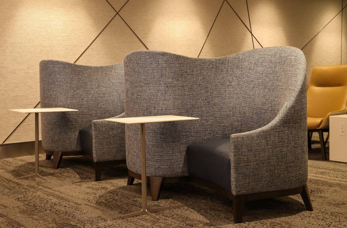 Some of the comfy seats at the Delta Sky Club.