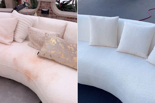 <p>@jpconnelly and @kornegaydesigns </p> Before and after the 'RHOBH' season 13 reunion couch was cleaned.