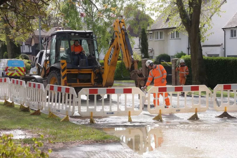 The scene in Walsall after a water main burst