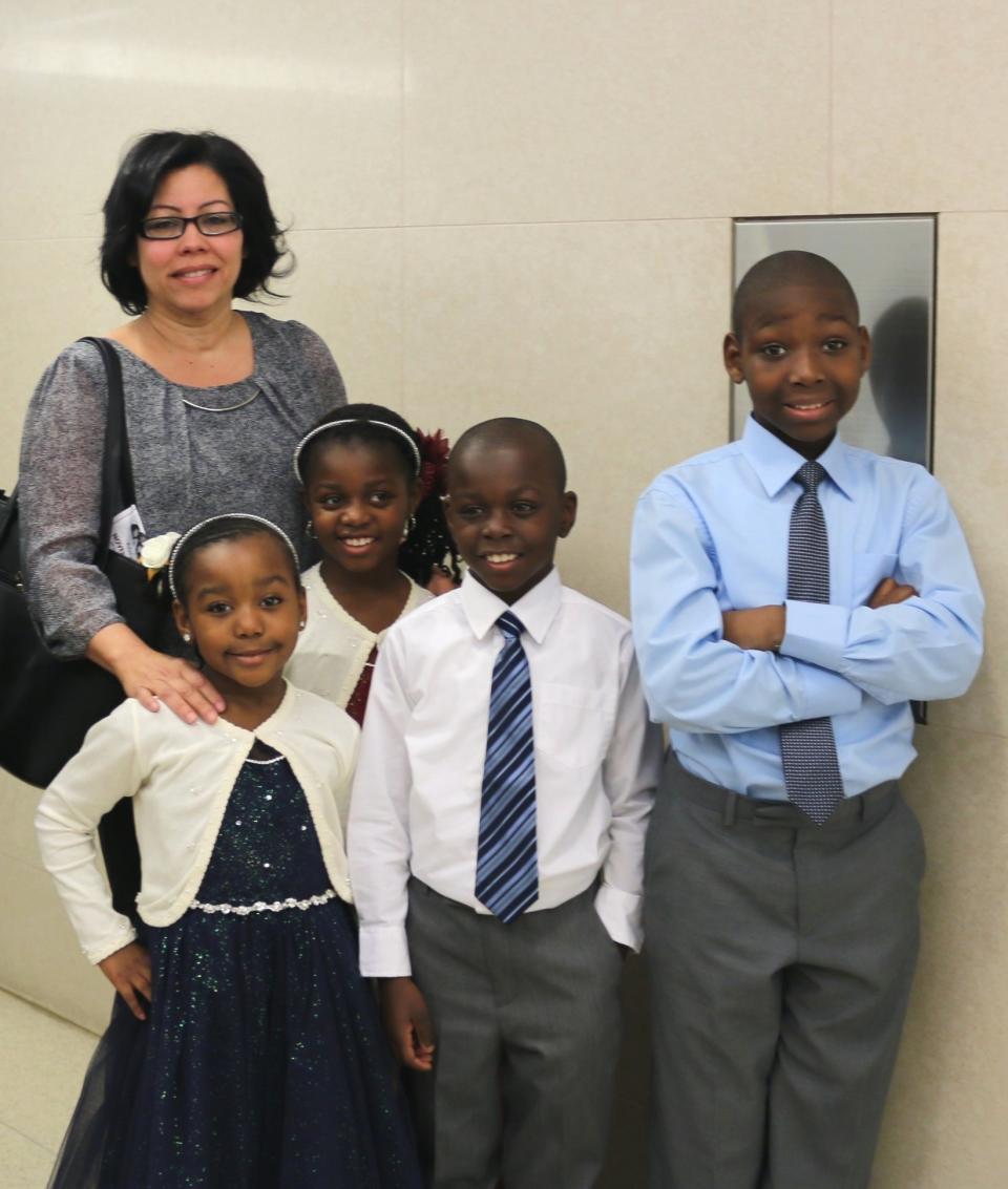 "At Kings County Family Court in Brooklyn, NY, with the help of&nbsp;<a href="https://www.nyfoundling.org/" target="_blank">The New York Foundling</a>, Ms. Mayra Rivera adopted four siblings all at once to ensure that they could remain together as a family under one roof. Ms. Rivera has been a foster parent for six years, and on Nov. 16, she adopted Shawn, William, Rosa and Na Maya. Ms. Rivera, who runs a day care center from her home, said, 'It was a situation that was just supposed to be for a few months, but after a few years, I felt that they were already mine, so I wanted to adopt them to give them a good home.'"