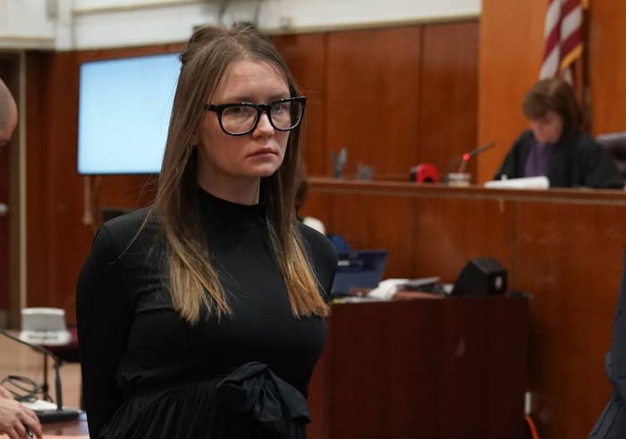 Fake German heir Anna Sorokin is led away after being sentenced in Manhattan on May 9, 2019.