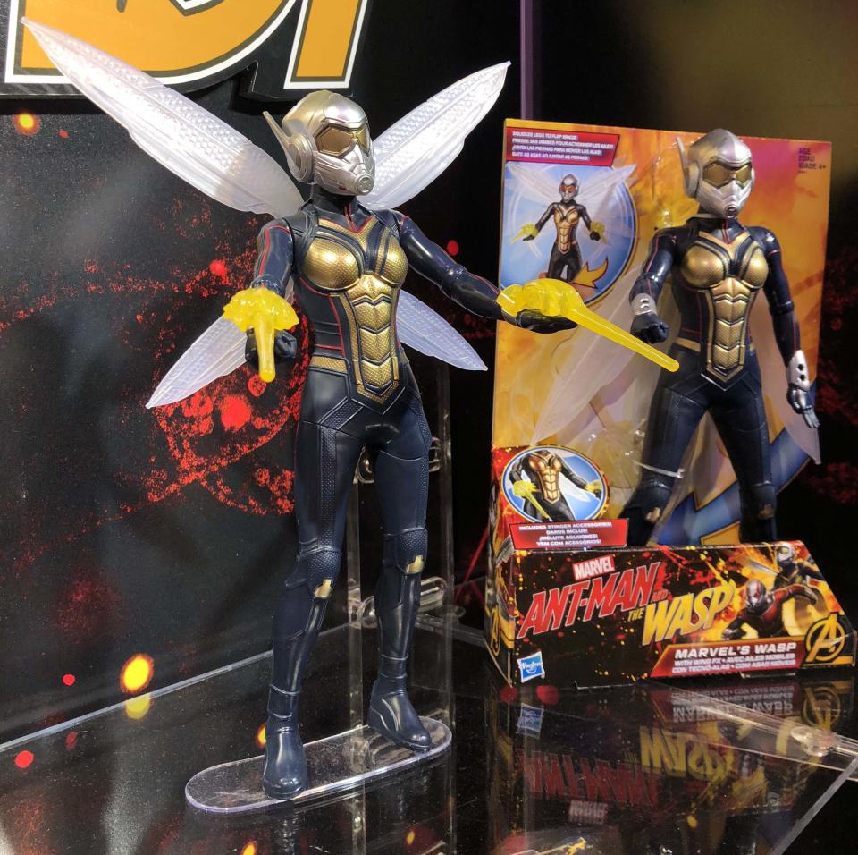 <p>It’s about damn time, indeed. Evangeline Lilly’s Wasp finally gets her own costume … and her own action figure, courtesy of Hasbro. (Photo: Adam Lance Garcia) </p>