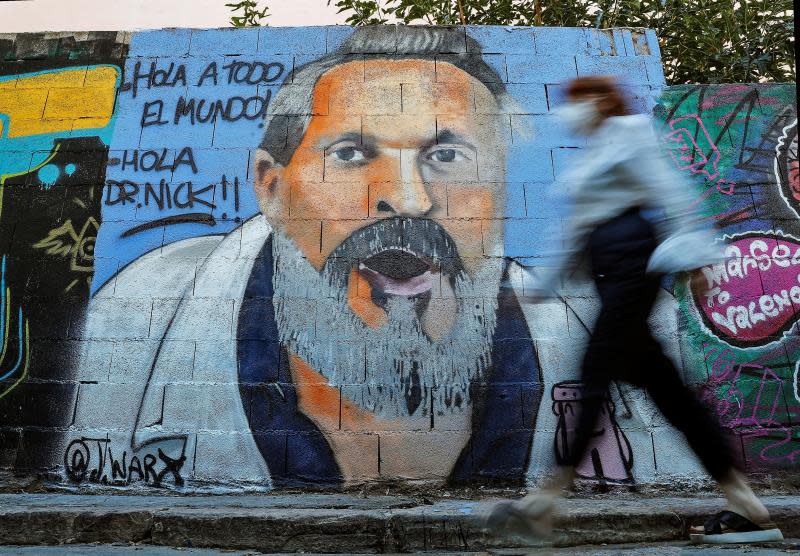 Un grafitero valenciano ironiza sobre Miguel Bosé en un nuevo mural. EFE