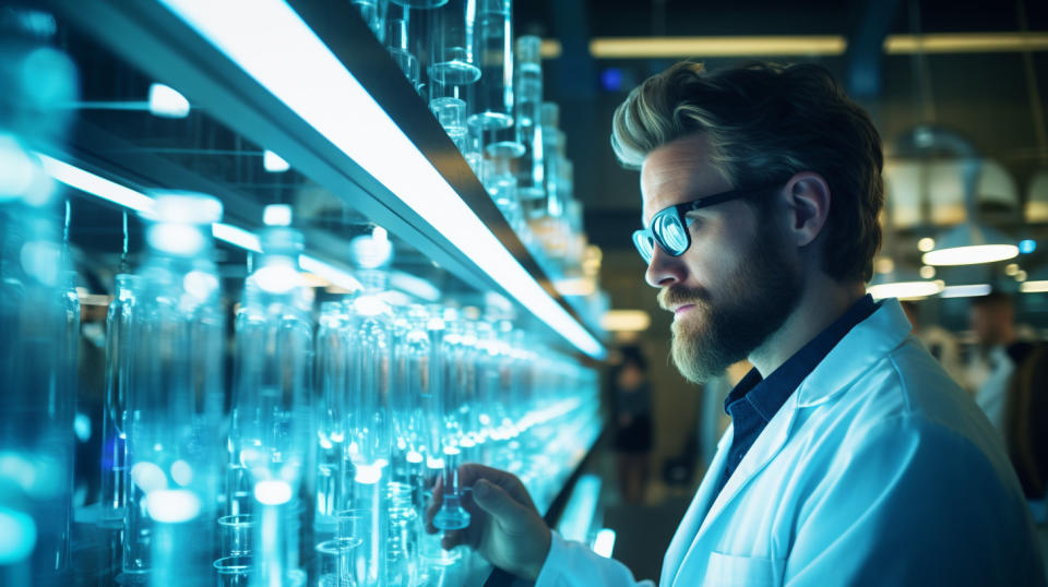 A doctor in a lab coat consulting about the use of Bioelectric Medicine.