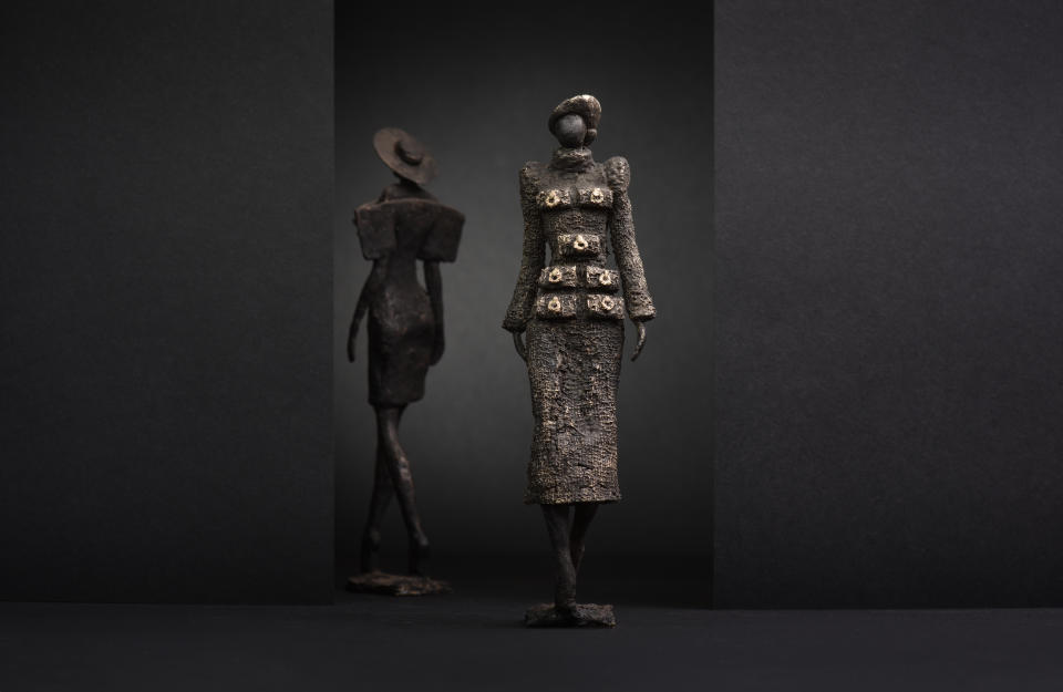 A bronze sculpture of a Schiaparelli garment from 1936.