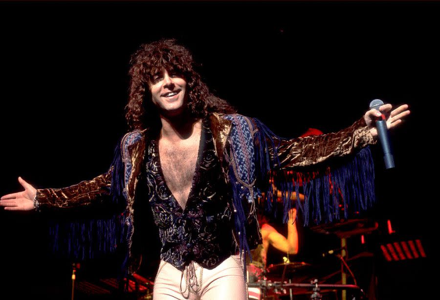 American singer CJ Snare, of the rock group FireHouse, performs on stage at the UIC Pavillion, Chicago, Illinois, February 26, 1992. (Photo by Paul Natkin/Getty Images)