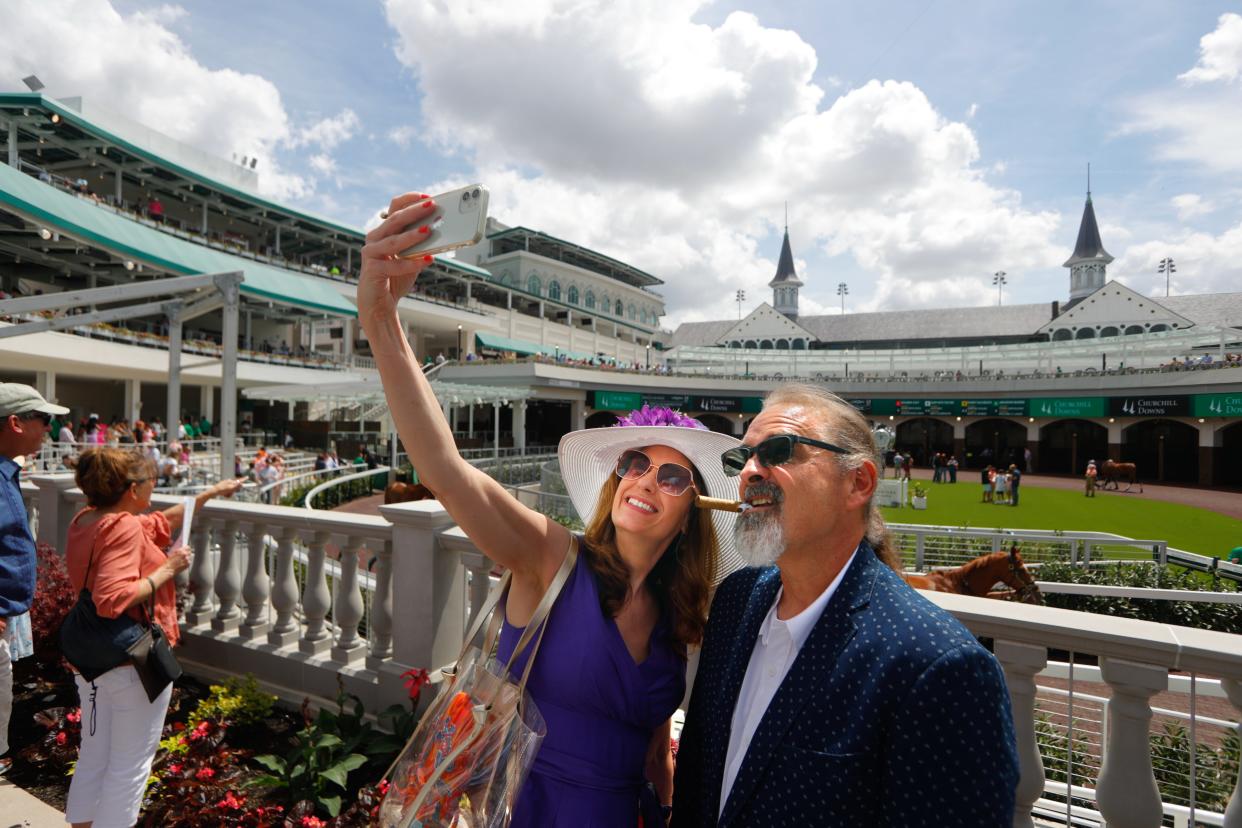 Vince and Gina Cocojan take their picture at the new Paddock before the Hasenour’s race at 502’sDay at Churchill Downs. 
April 30, 2024