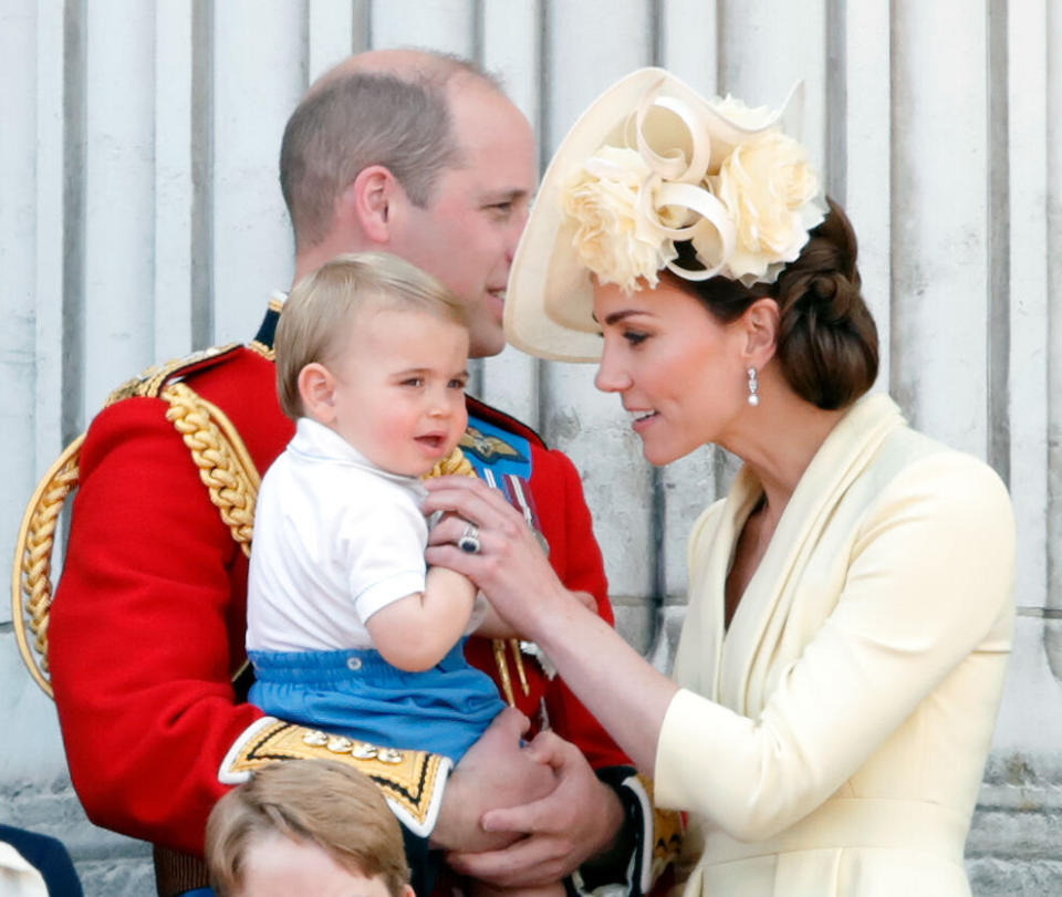 The Duchess of Cambridge gently stepped in to stop Prince Louis sucking his thumb [Photo: Getty]