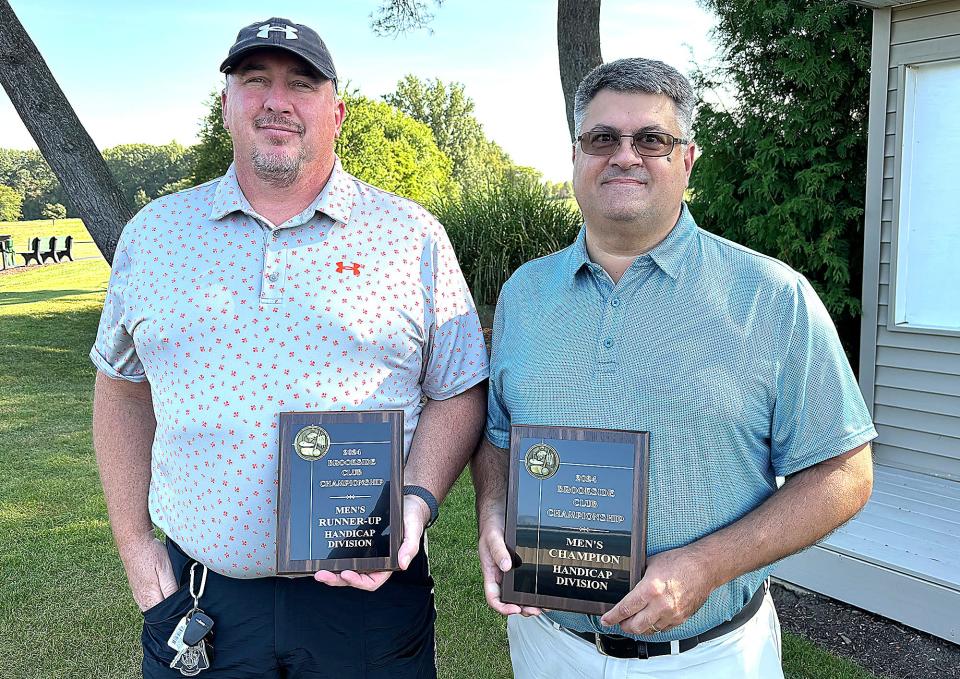 Aaron Goon, left, was the runner-up in the Men's Handicap Division and Jason Roblin was the champion in the Men's Handicap division.