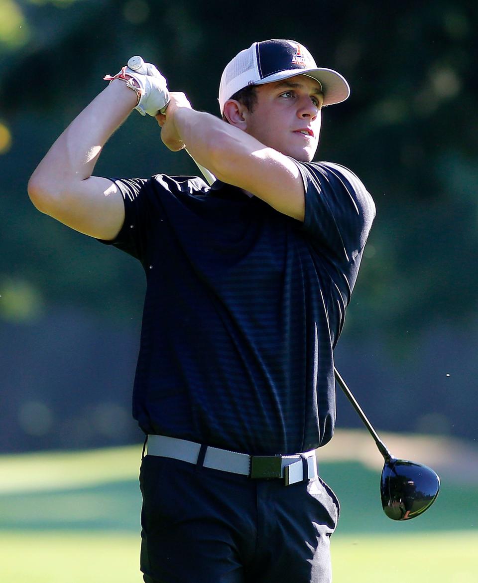 Keslar Bates hits a tee shot during the second round of Times-Gazette Junior Golf championship at Ashland Golf Club on Thursday, July 21, 2022. TOM E. PUSKAR/ASHLAND TIMES-GAZETTE