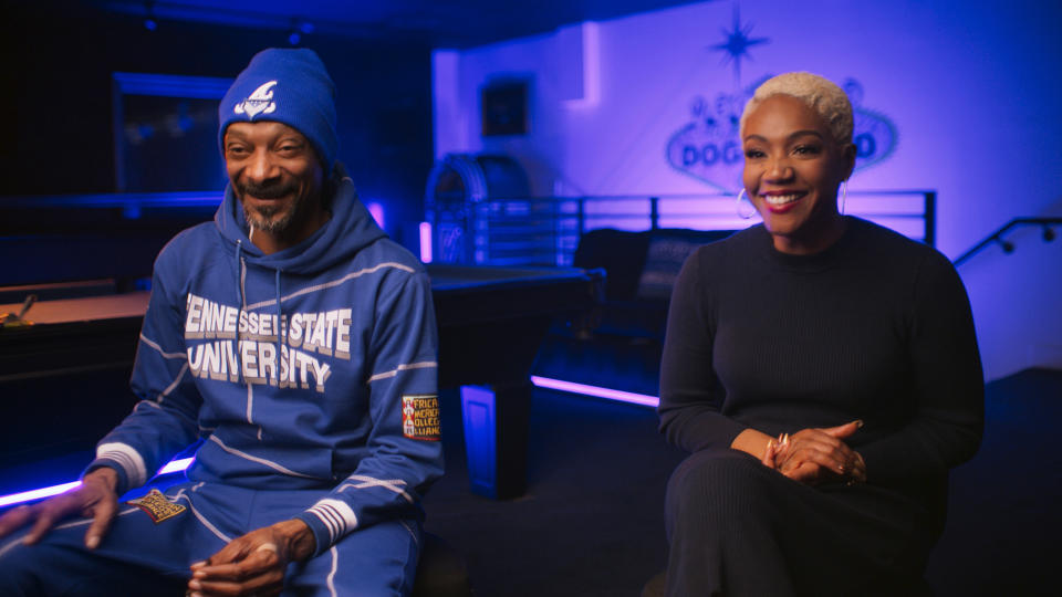 Snoop Dogg and Tiffany Haddish appear in comedy docuseries 'Phat Tuesdays'. (Amazon Prime Video)