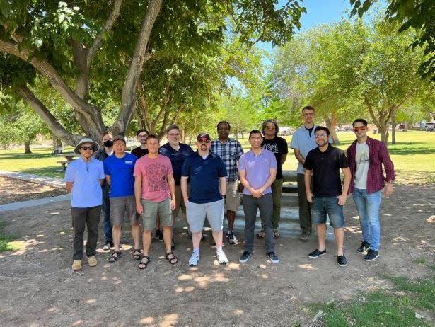 Top astronomy researchers in the field of planet formation pose for a photo at Preciado Park at New Mexico State University. They came together in Las Cruces an international conference, “Planets in the Desert," June 1-3, 2022, sponsored by NASA.