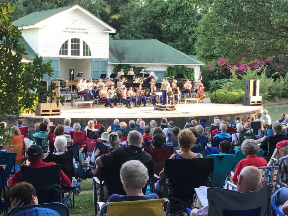 The Parris Island Marine Band, seen performing at Hopelands Gardens in 2017, is an annual performer in the Hopelands Concert Series. The band returns to Aiken on June 27.