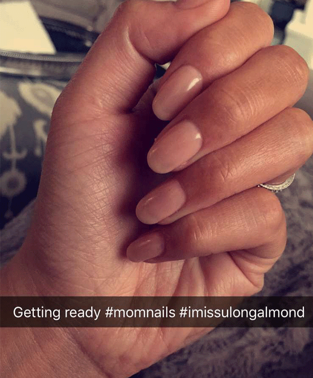 Teigan Snapchatted her nude nails to her fans. Photo: Snapchat