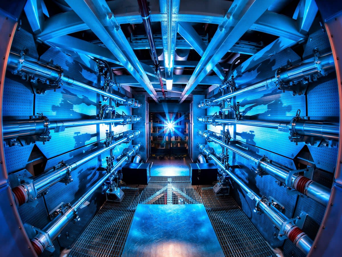 Inside the reactor at the Lawrence Livermore National Laboratory in California. The lab announced a ‘major breakthrough’ with nuclear fusion on 13 December, 2022 (US Department of Energy)