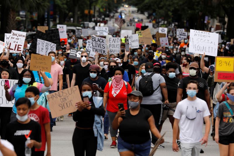 Protesters rally after the death of George Floyd