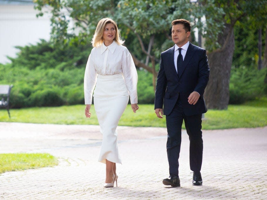 Ukrainian President Volodymyr Zelensky and his wife Olena Zelenska