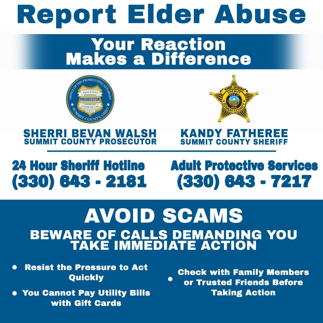 The Summit County Prosecutor's Office and Sheriff's Office are teaming together in September for Senior Safety Awareness Month.