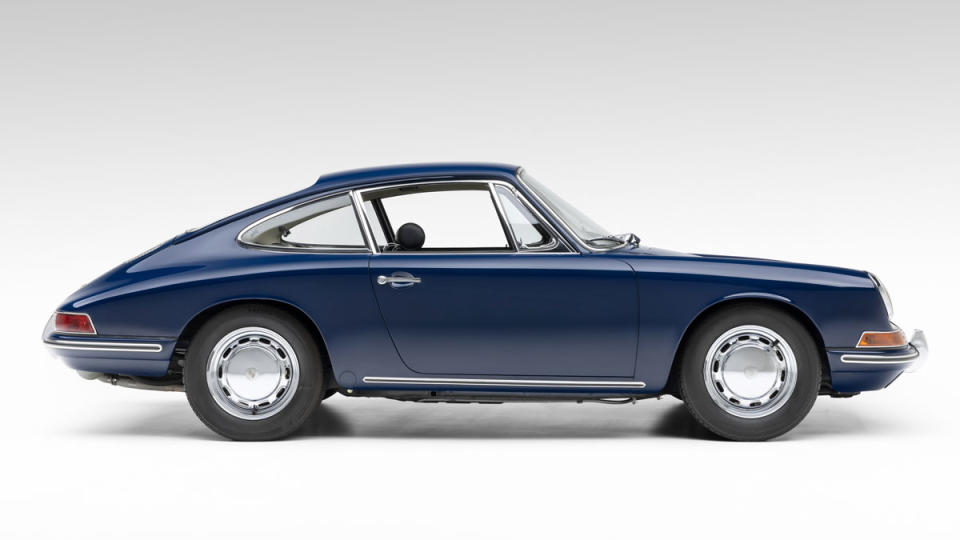 A 1965 Porsche 911 in Bali Blue.