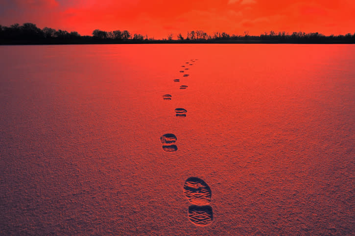 Footprints in the snow