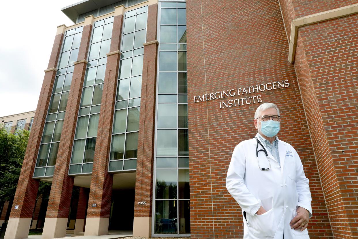 Dr. J. Glenn Morris, the director of the Emerging Pathogens Institute at the University of Florida, poses for a photo outside of the institute in July 2020. Morris said that now is the time to prepare to reduce the impact of future pandemics.