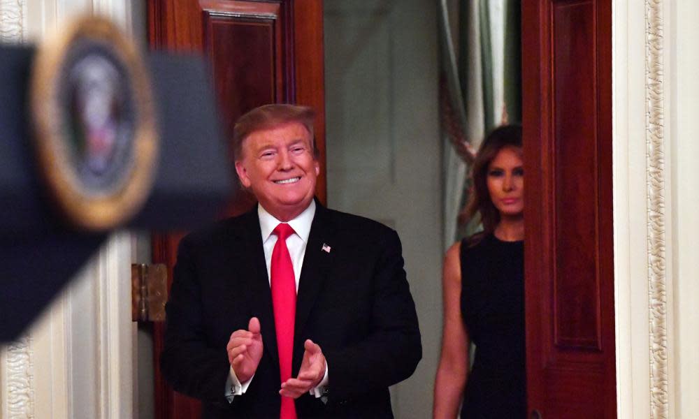 Donald Trump and Melania Trump at the White House on Thursday in Washington DC. Experts say the president is his own worst enemy.